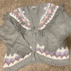 Vintage Gray Patterned Women's Sweater